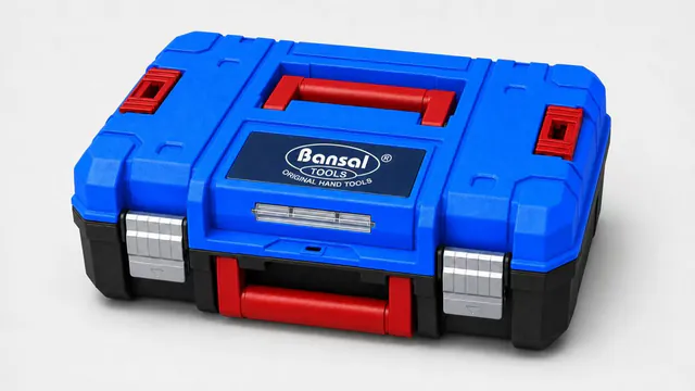 Blue and red Bansal branded carrying case for a private-label tool kit